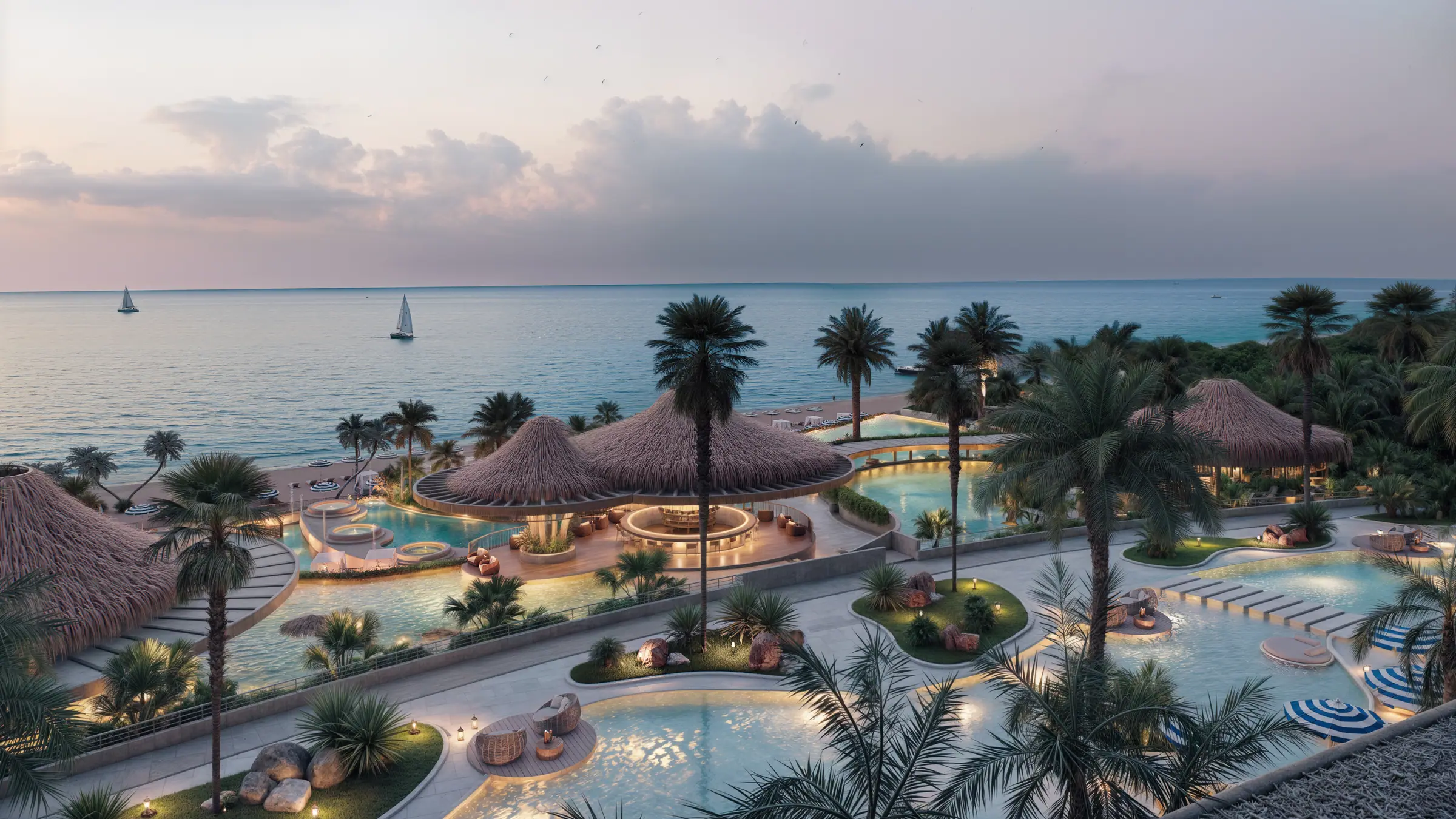 Club de playa Ferrat al atardecer, Cartagena